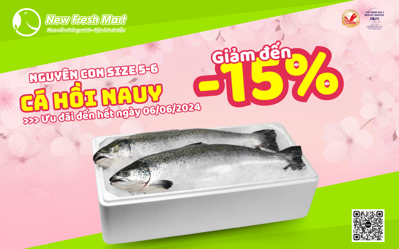 Cá hồi Nauy tươi nguyên con giảm 15%