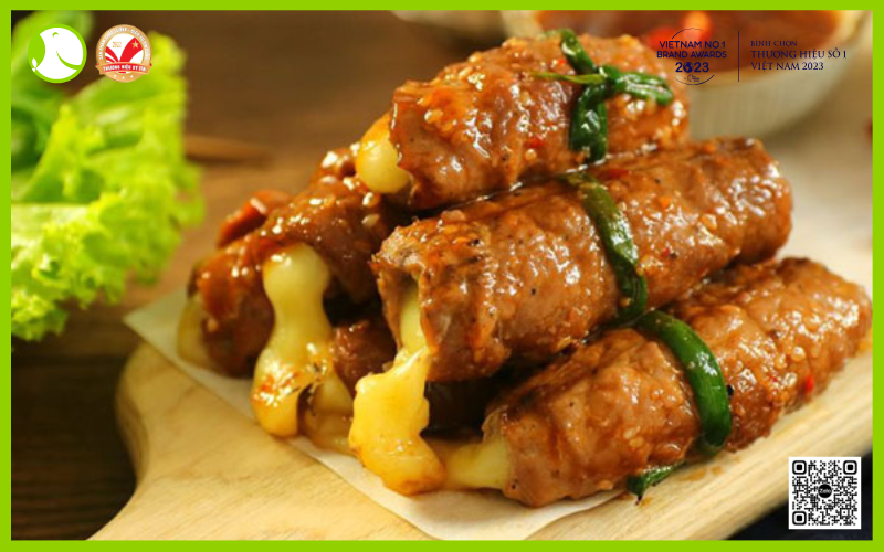 ba chỉ bò cuộn phô mai