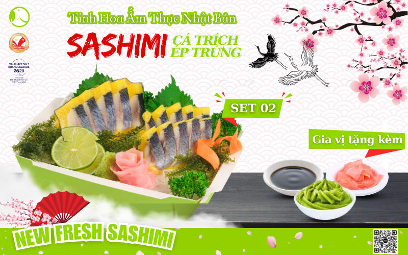 Set sashimi cá trích ép trứng 02 Set sashimi cá trích ép trứng 02