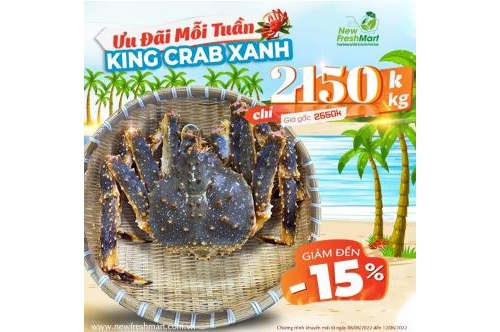 Tuần Lễ Vàng - Cua King Crab  Xanh Sale Sập Sàn - Giá Chỉ 2150K