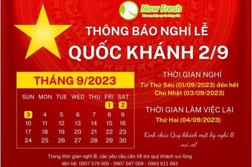 Thông Báo Lịch Nghỉ Lễ Quốc Khánh 2/9 Thông Báo Lịch Nghỉ Lễ Quốc Khánh 2/9