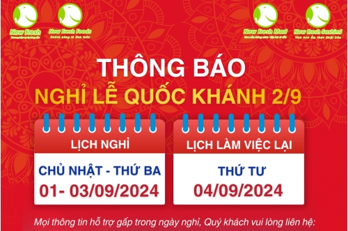 [Thông Báo] Lịch Nghỉ Lễ Quốc Khánh 2/9