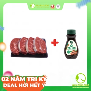Lõi Vai Bò Mỹ Cắt Lát + 1 Sốt Tiêu Đen Dhfoods