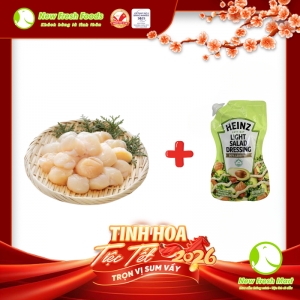 Cồi Sò Điệp Vn - Size 40/60 + Gói Heinz Light Salad Dressing