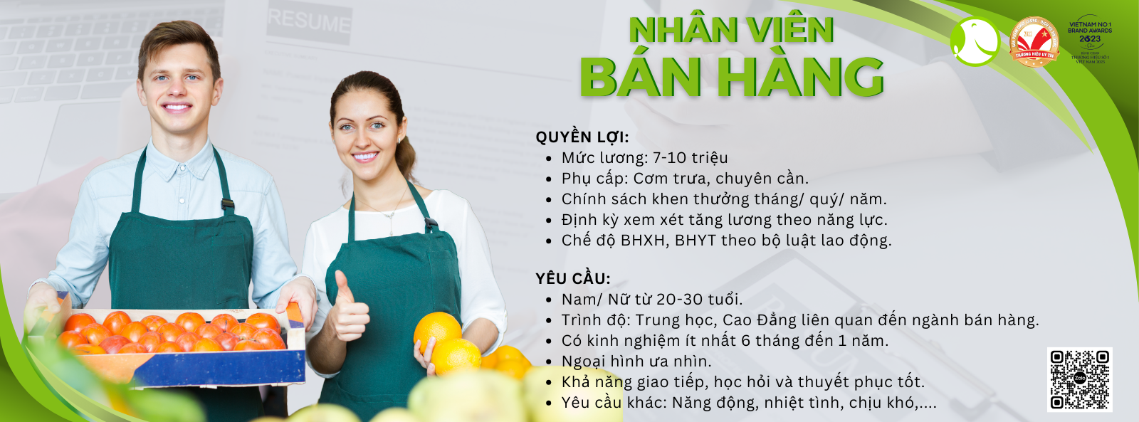 Tuyển dụng nhân viên bán hàng tháng 3-2024